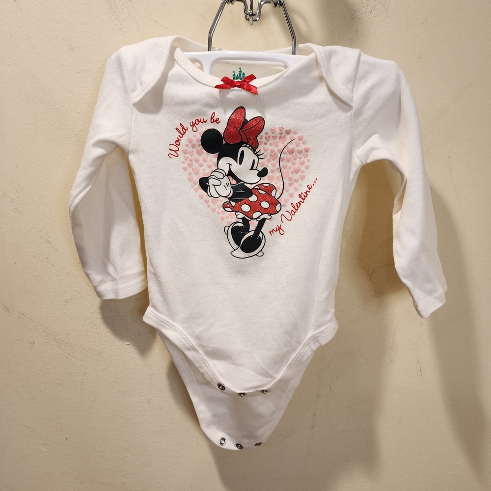 White Minnie Mouse Baby Onesie 18M